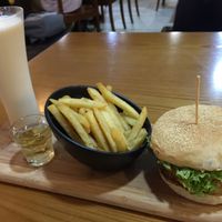 Lion's Mane truffle burger  at nomVnom Bistro - Clarke Quay in Central Singapore
