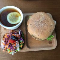 lion mane truffle mushroom burger set $13.90 at nomVnom Bistro - Clarke Quay in Central Singapore