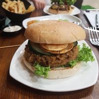 Tempeh rendang burger at nomVnom Bistro - Clarke Quay in Central Singapore