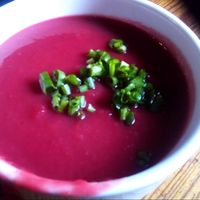 Beet creamy soup at RDA 69 in Lisbon