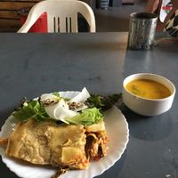 lasagna and soup (3€) at RDA 69 in Lisbon