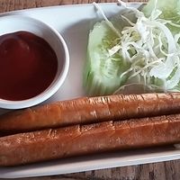 vegan sausages at La Carotte Qui Rit in Koh Tao