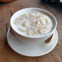 Banana with coconut milk ( careful, it is hot) at La Carotte Qui Rit in Koh Tao