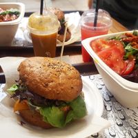 Vegan burger, juice and salad  at Veg & Veg in Florence