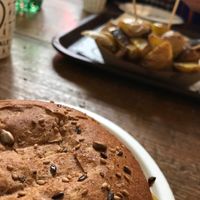 Vegan burger and roast potatoes at Veg & Veg in Florence