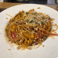 Wok noodles with vegan chicken and chickpeas  at Veg & Veg in Florence