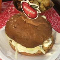 New Casablanca Burger and roast potatoes  at Veg & Veg in Florence