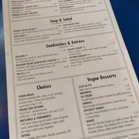 Vegan menu at Monty's Blue Plate Diner in Madison