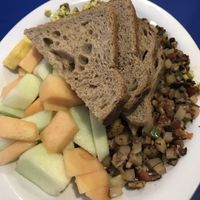 Flavorless vegan hash and dry toast - sad   at Monty's Blue Plate Diner in Madison