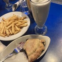 Fries vanilla shake and pie all vegan !!  at Monty's Blue Plate Diner in Madison