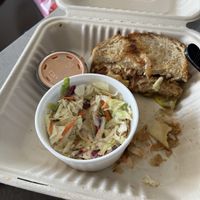 Partially eaten vegan “Sheldon” sandwich.   at Monty's Blue Plate Diner in Madison