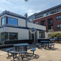 Outside the restaurant at Monty's Blue Plate Diner in Madison