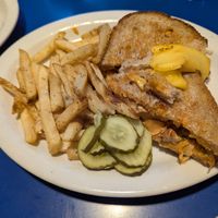 The Sheldon (not sure why a piece of vegan cheese is just on top of the sandwich) - EXTREMELY MESSY sandwich, btw. at Monty's Blue Plate Diner in Madison
