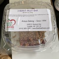 3 berry fruit bar  at Mother Fool's Coffeehouse in Madison