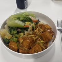 Tofu Satay and Mixed Vegetables   at Vegie Hut in Box Hill