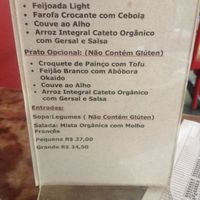 Menu at Vegan Vegan in Rio De Janeiro