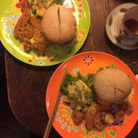 Cutlet and burger plates at Hiruneko Shokudou in Itoshima