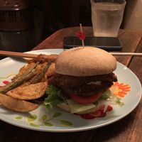 Double Katsu Burger Plate! at Hiruneko Shokudou in Itoshima