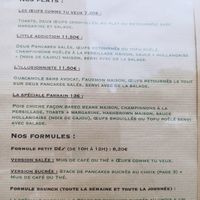 Menu 2024 at Pancake Fever in Caen