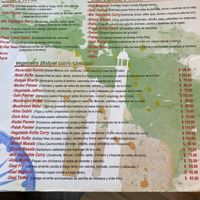 Menu at India Town in Mexico City