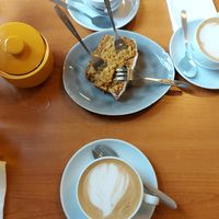 Carrot cake and cappuchino at Vistro in Hamburg