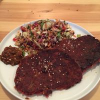 Potatoe pancakes at Laimes Skonis in Klaipeda