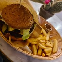 Burger and fries at Mango Vegan Street Food - Bracka in Warsaw
