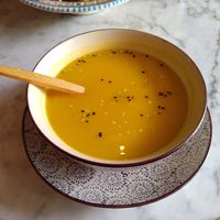Pumpkin soup at Mango Vegan Street Food - Bracka in Warsaw