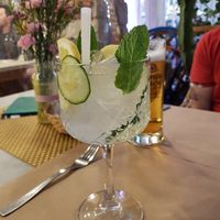 Ibizan gin and tonic, lemon cucumber and mint at Caos in Ibiza