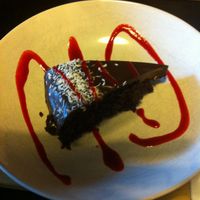 Vegan chocolate cake at Orangebox in Munich