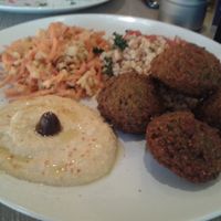 Falafel with a hummus and tabouleh at Veggie Garden in Prague