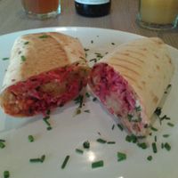 Burritos with seitan and veggies at Veggie Garden in Prague