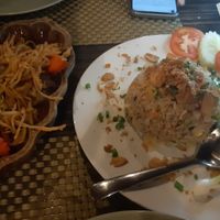 Ginger stir fry and garlic fried rice at Rice Paddy in Koh Yao Noi
