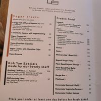Menu at Chaba Cafe and Gallery in Koh Yao Noi