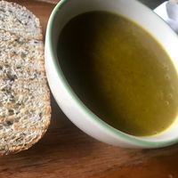 Fresh made bread and pumpkin soup.  at Chaba Cafe and Gallery in Koh Yao Noi