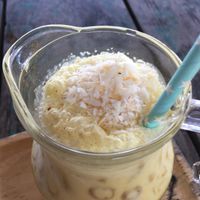 Iced golden vegan milk at Chaba Cafe and Gallery in Koh Yao Noi