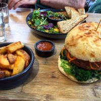 Tempeh burger, and tofu scramble at Urban Projuice in Albert Park