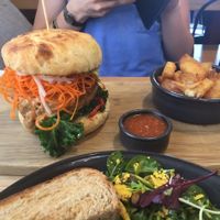 Tempeh burger (and tofu scramble) at Urban Projuice in Albert Park