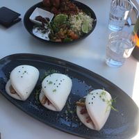 Bao trio and burrito bowl at Urban Projuice in Albert Park