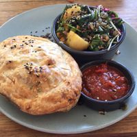 Vegan pie with salad at Urban Projuice in Albert Park