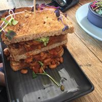 Vegan toasted sandwich with beans and cheese at Urban Projuice in Albert Park