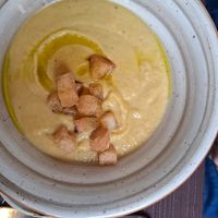 Pumpkin and chick peas cream at Quinoa in Florence