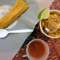 Street Corn and a Sweetcorn Tamale at Cool Beans - Food Truck in Austin