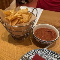 Chips + salsa (chips were cooked and salted 💯 )  at China Poblano in Las Vegas