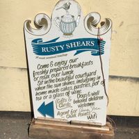 sign  at Rusty Shears in Whitby