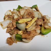 Fried 'chicken' with black pepper sauce at Veggie Homemade Aurra Ammie in Pak Chong