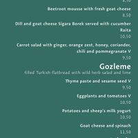 Menu   at Kismet in Munich