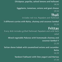 Menu  at Kismet in Munich