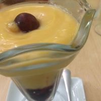 The mango custard with forest fruits  at Yerbabuena - Bordadores in Madrid