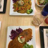 Paella & Seitan Steak at Yerbabuena - Bordadores in Madrid